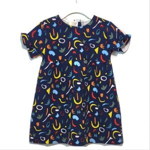 Zara Baby Blue Multicolor Print Short Sleeve Cotton Blend Dress Size 18-24 Mo